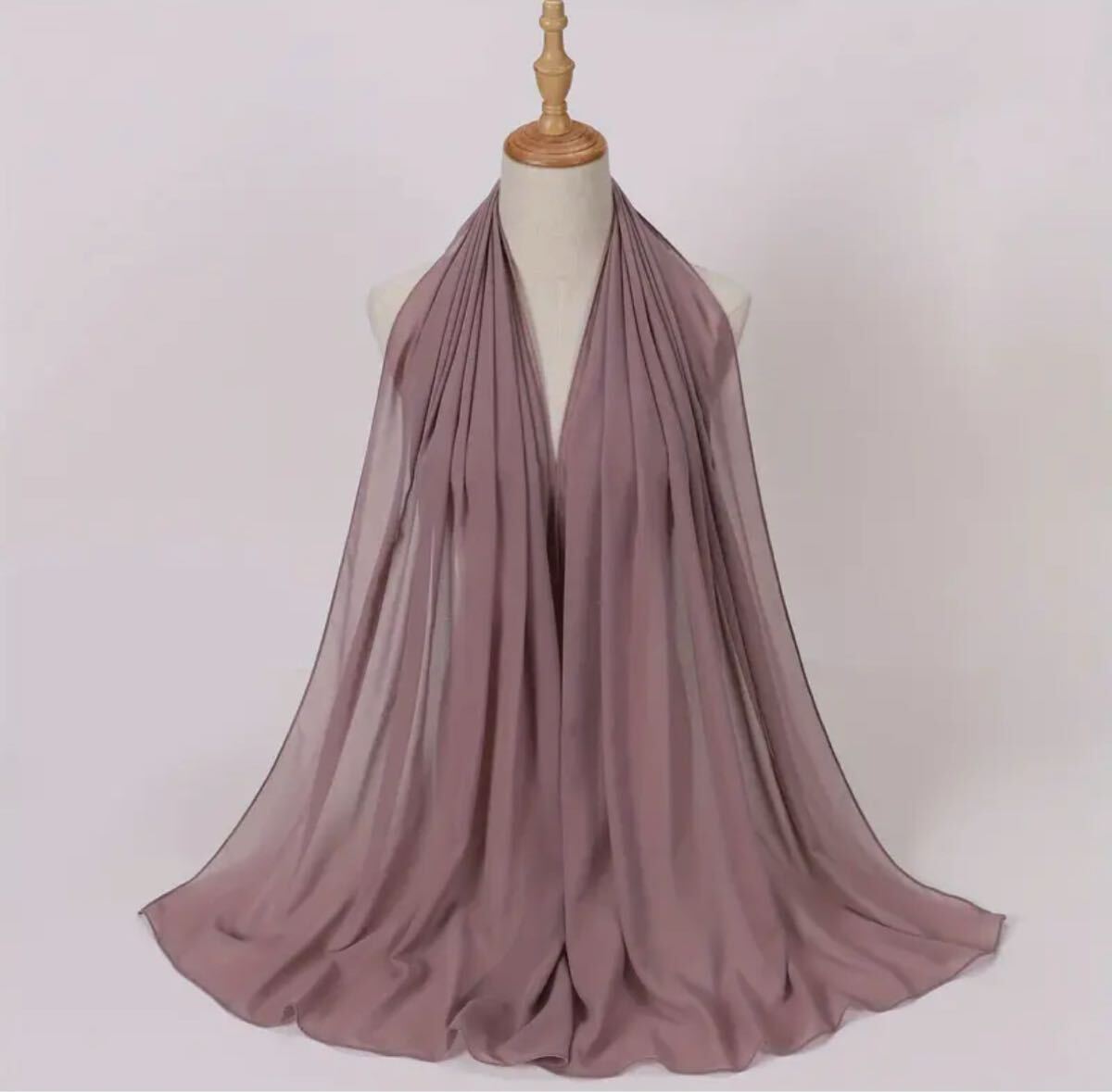 シフォンスカーフ ストール ヒジャブ 防風ヘッドラップ スモーキーピンク サイズ約170cm×65cm拍卖