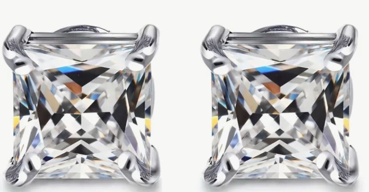 マグネットピアス 四角ジルコニア ステンレス製 非ピアス シルバー 2個 8mmサイズ 拍卖