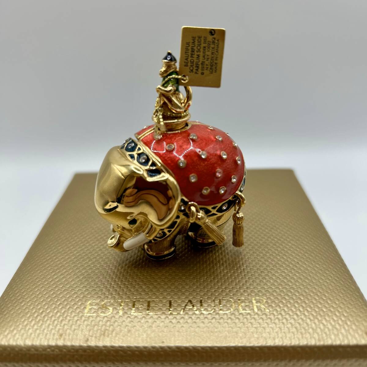 【大黒屋】ESTEE LAUDER エスティローダー ジュエル エレファント 練り香水 箱付 ビューティフルソリッドパフューム コレクター向け拍卖