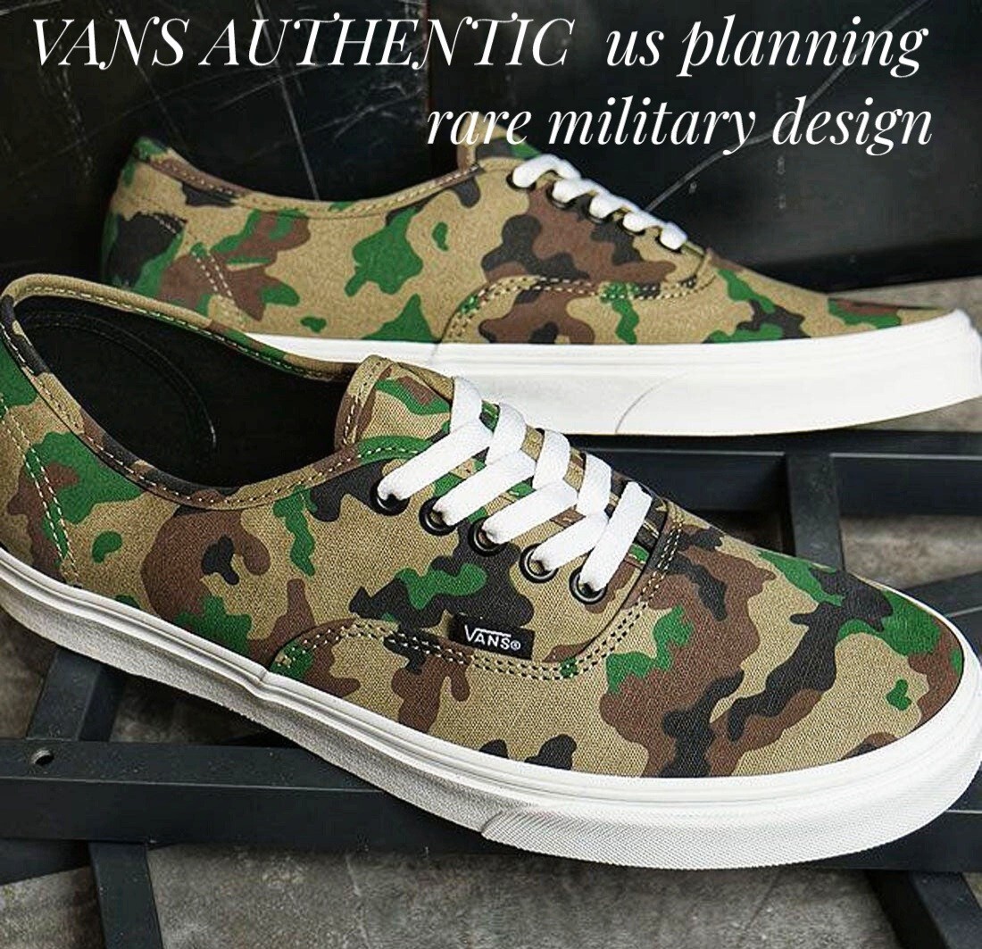 最値!新品!US企画!希少ミリタリーデザイン!復刻ウッドランド!迷彩カモ柄!バンズ(VANS)オーセンティック高級スニーカー!26.5cm ラスト1点拍卖