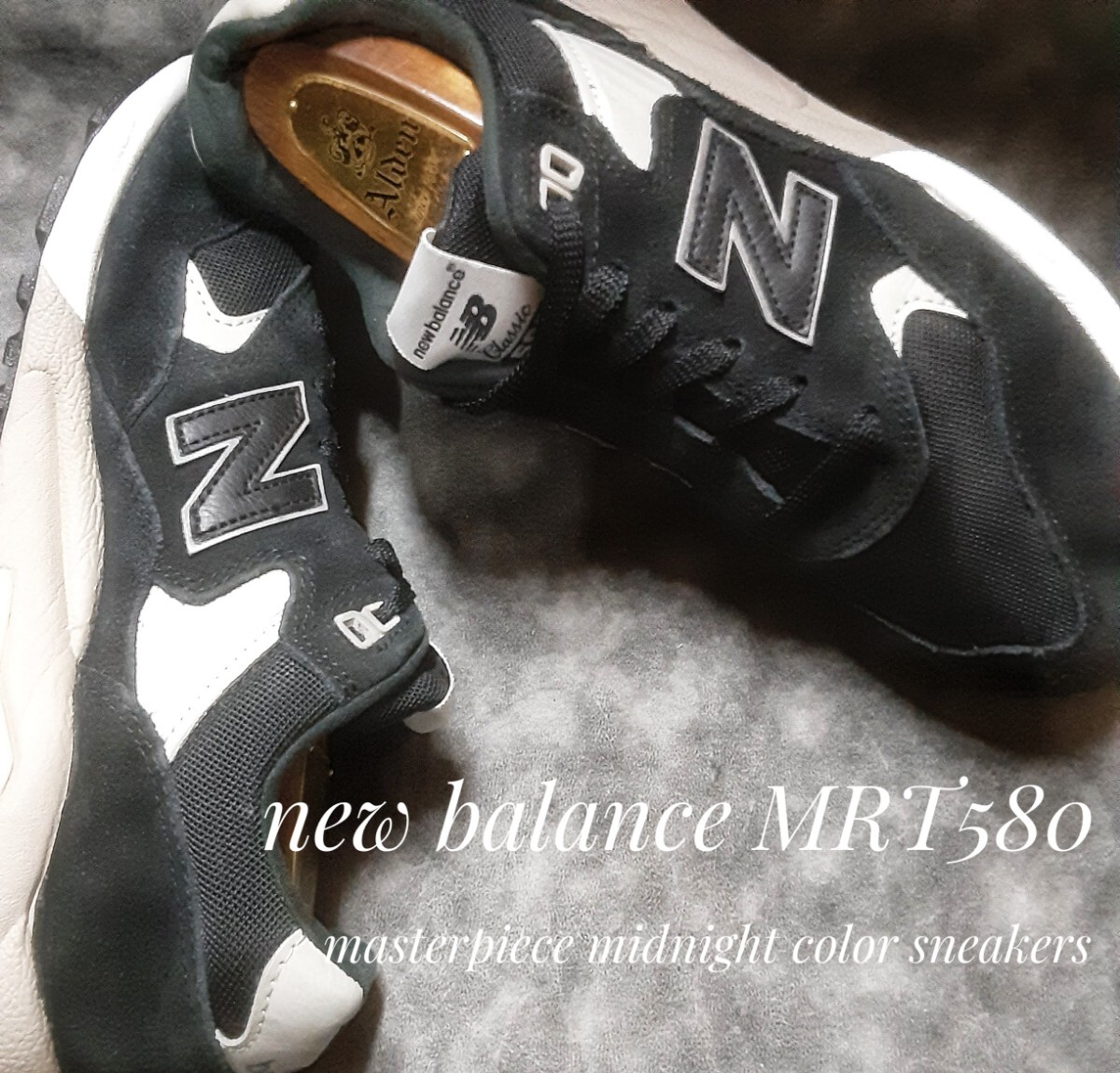 最値!定18700円!復刻旧クラシックシリーズ!名作ミッドナイトカラー!ニューバランス MRT580 ヌバックレザー スニーカー!ブラック!黒灰色 26拍卖