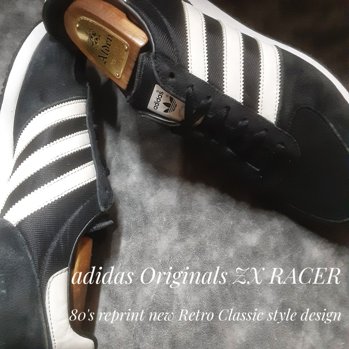 最値!80's復刻!ニューレトロクラシックスタイル!名作ブラッククローム!アディダス オリジナルス ZX レーサー高級スニーカー!黒白 27cm拍卖