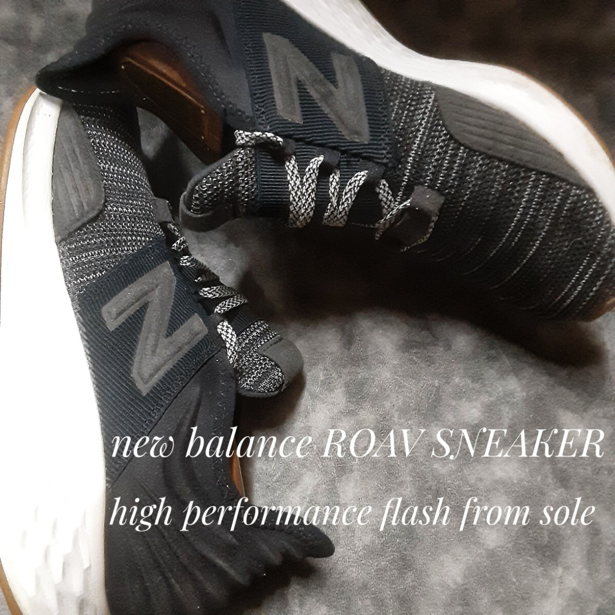 最値!完売!ウーブンブラック!高性能フレッシュフォームソール!ニューバランス ROAV高級ハイブリッド ランニング スニーカー!黒白 26cm拍卖