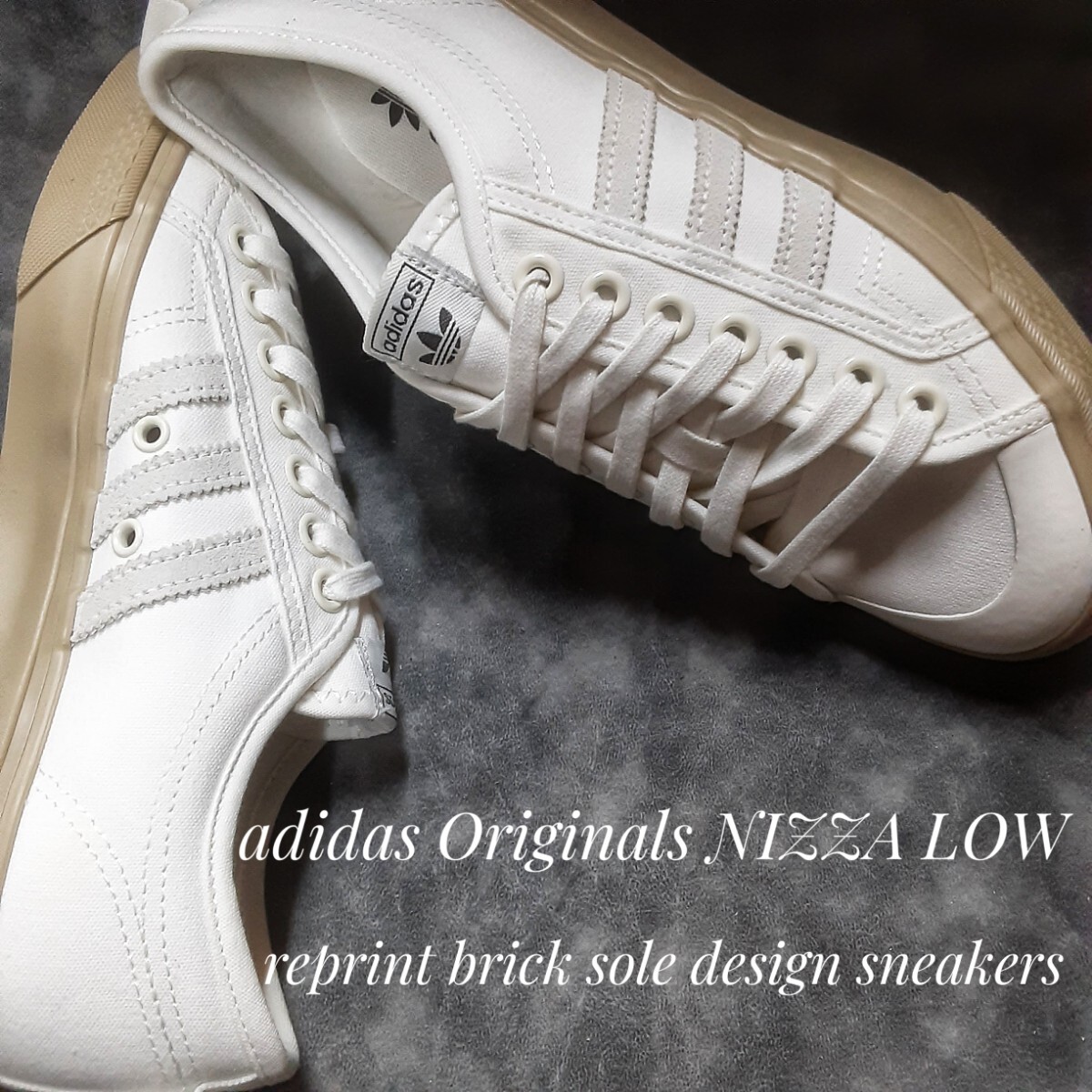最値!定8800円!デッドストック!80's復刻!オールドロー!希少レンガソール!アディダス ニッツァ高級スニーカー!ホワイト!白 25.5cm ラスト1点拍卖