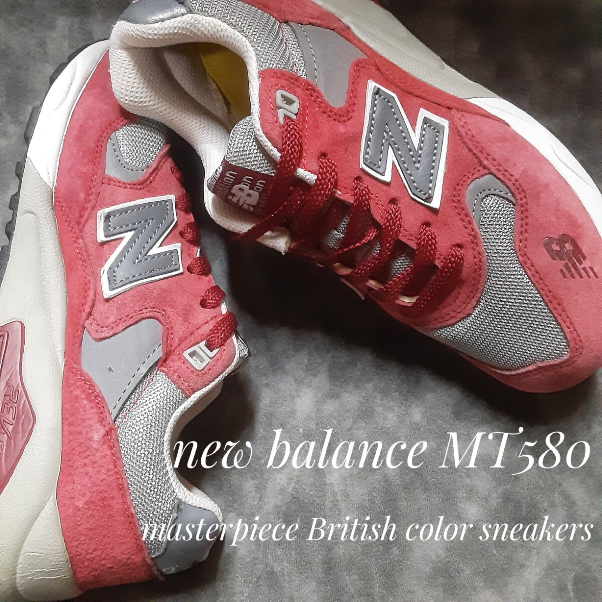 最値!希少生産終了!旧オールドエリートエディション!復刻ブリティッシュカラー!ニューバランス MT580 ヌバックレザー スニーカー!赤灰 25cm拍卖
