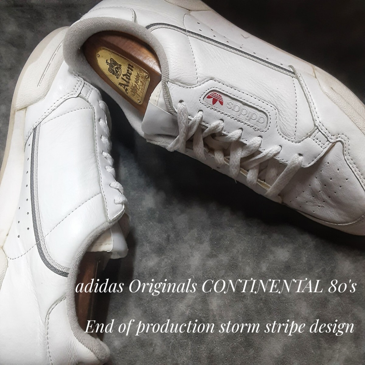 最値!定13200円!80's復刻オールドコート!希少ストーンストライプ!アディダス コンチネンタル 80's レザー スニーカー!ホワイト!白 27.5cm拍卖