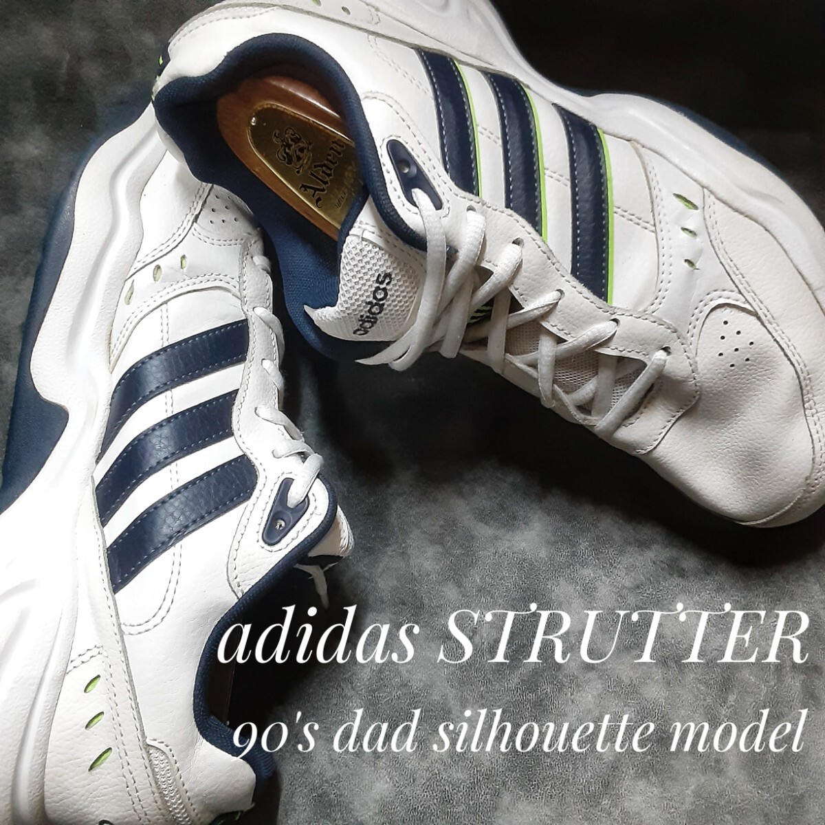 最値!名作20年製!90's復刻ダッドシルエット!完売カレッジストライプ!アディダス ネオ ストラッター高級スニーカー!ホワイト!白紺 27cm 拍卖