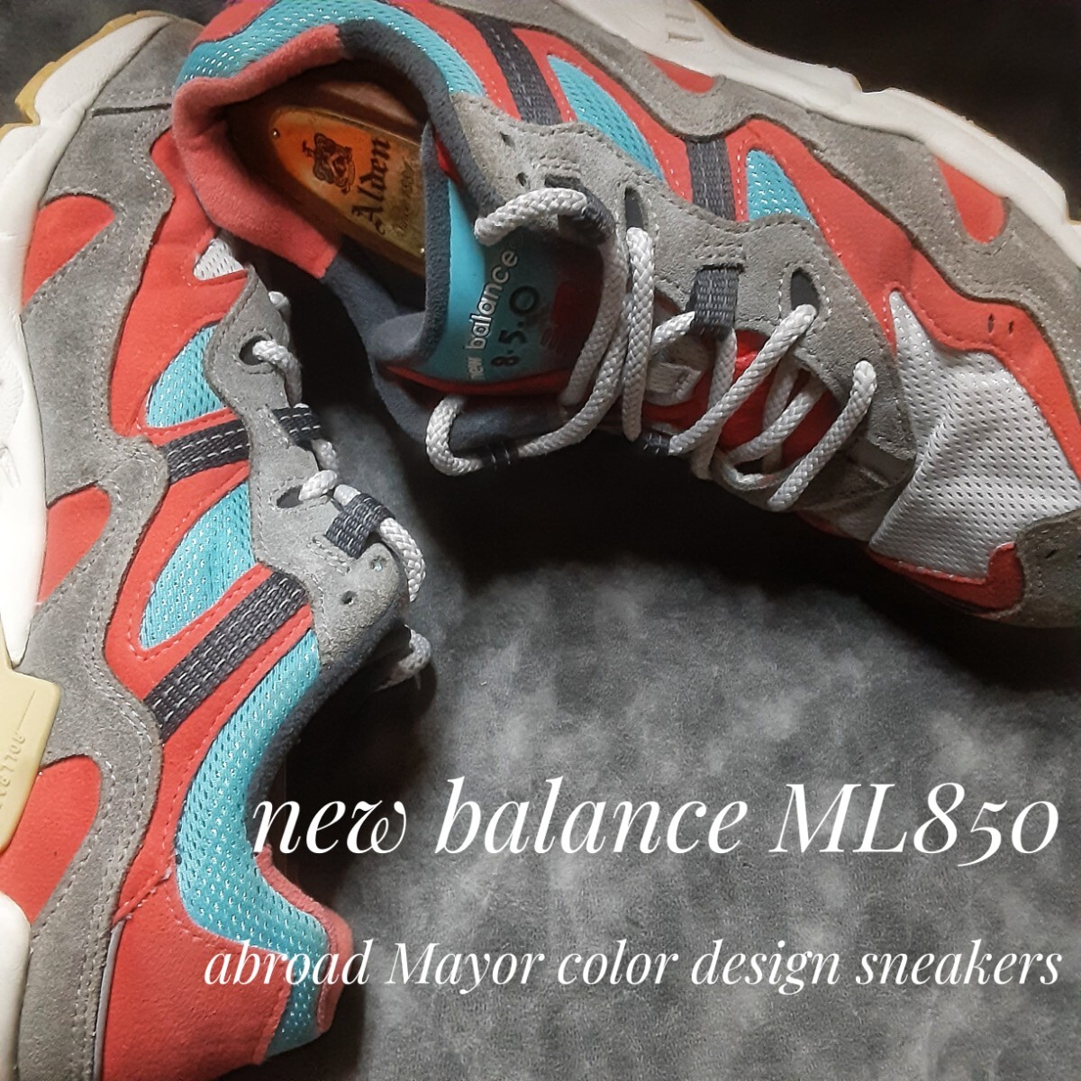 最値!定12980円!90's復刻!希少海外!マージョールカラー!ニューバランス ML850 ヌバックレザー 厚底 スニーカー!グレー×オレンジ!灰橙白 27拍卖