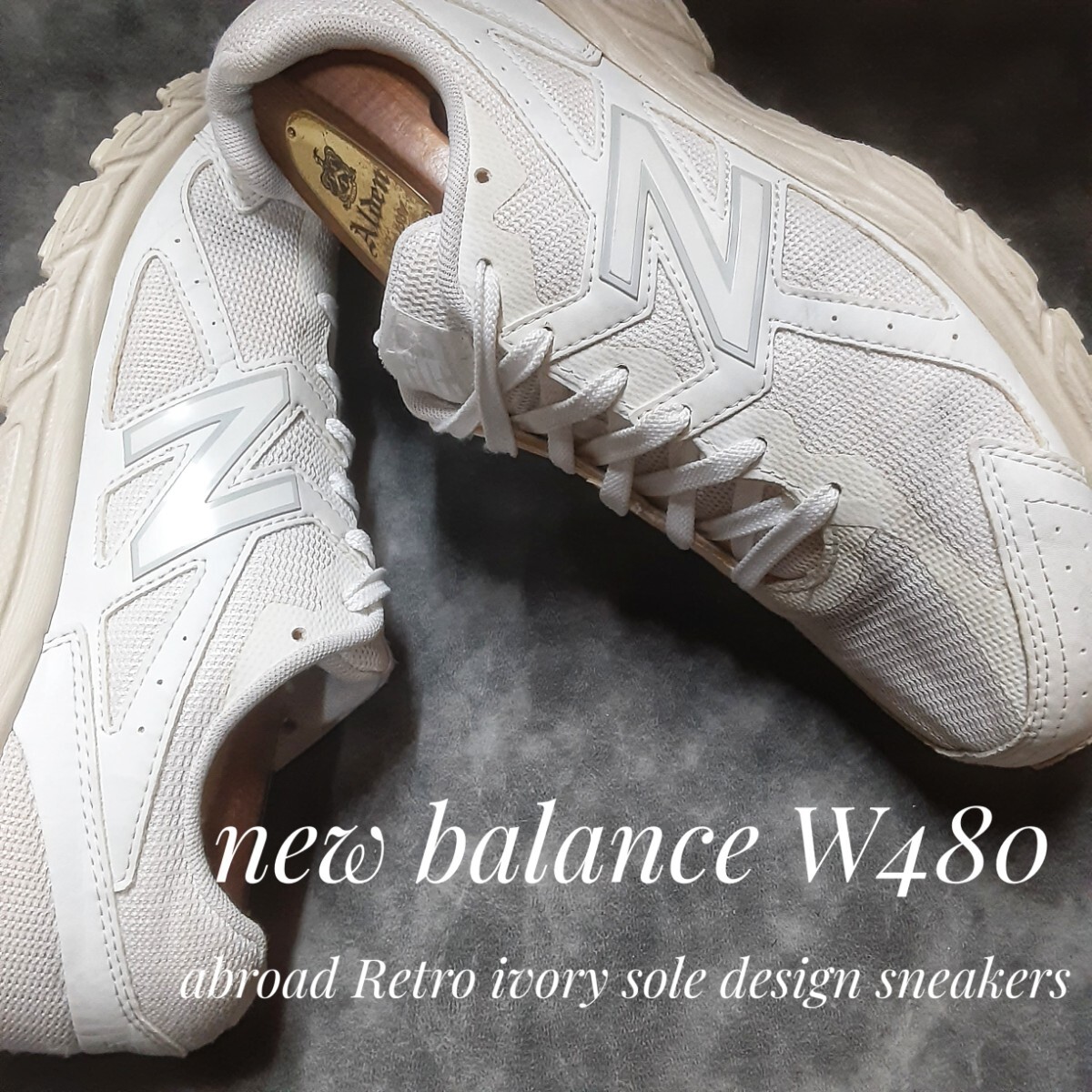 最値!希少海外!レトロアイボリーソール!タイムレスランニングモデル!Vシリーズ!ニューバランス W480 スニーカー!クラシックホワイト!白 26 拍卖