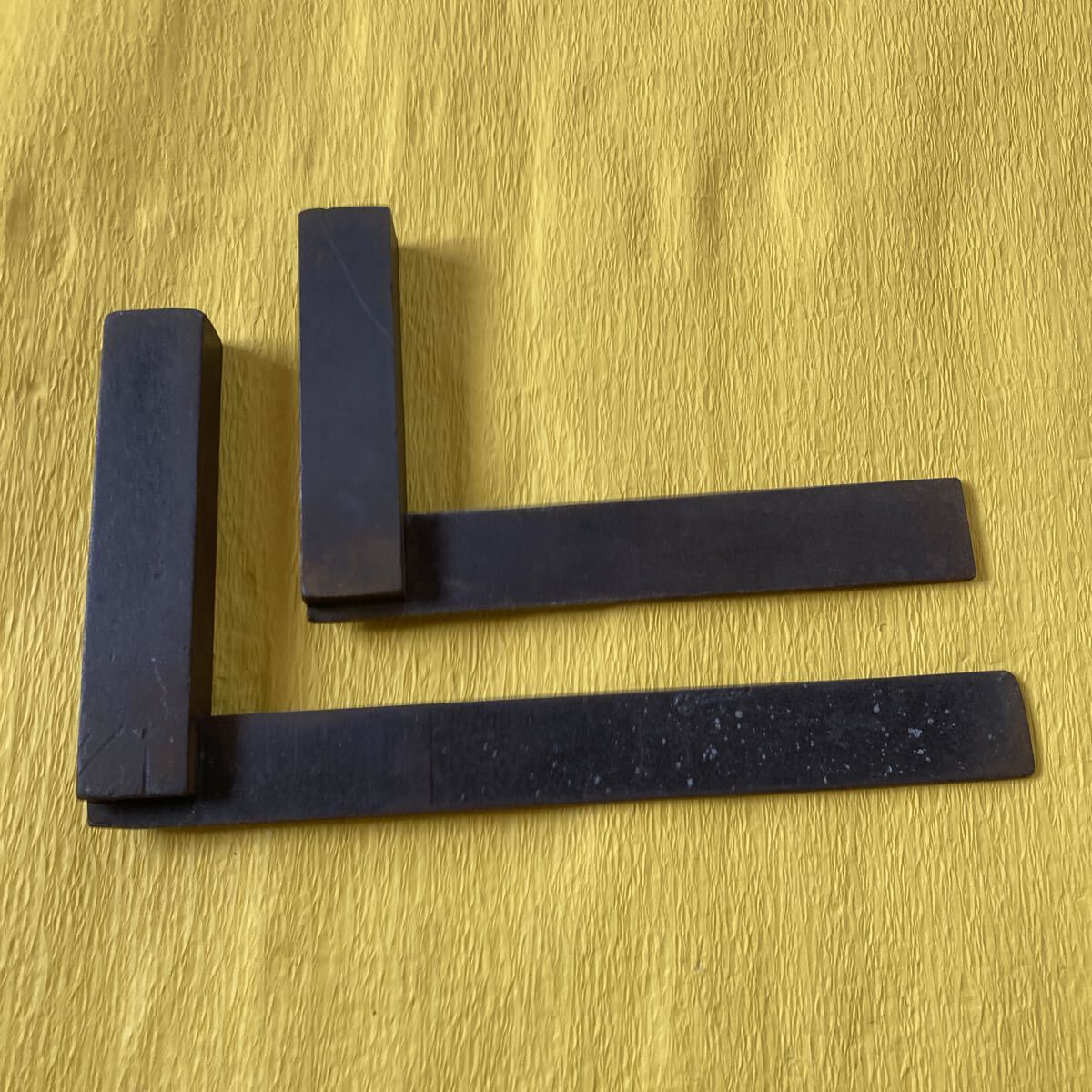 n6247 L型スコヤ 台付スコヤ 約15㎝×約10.3㎝ 約20.3㎝×約12㎝ 2個セット拍卖