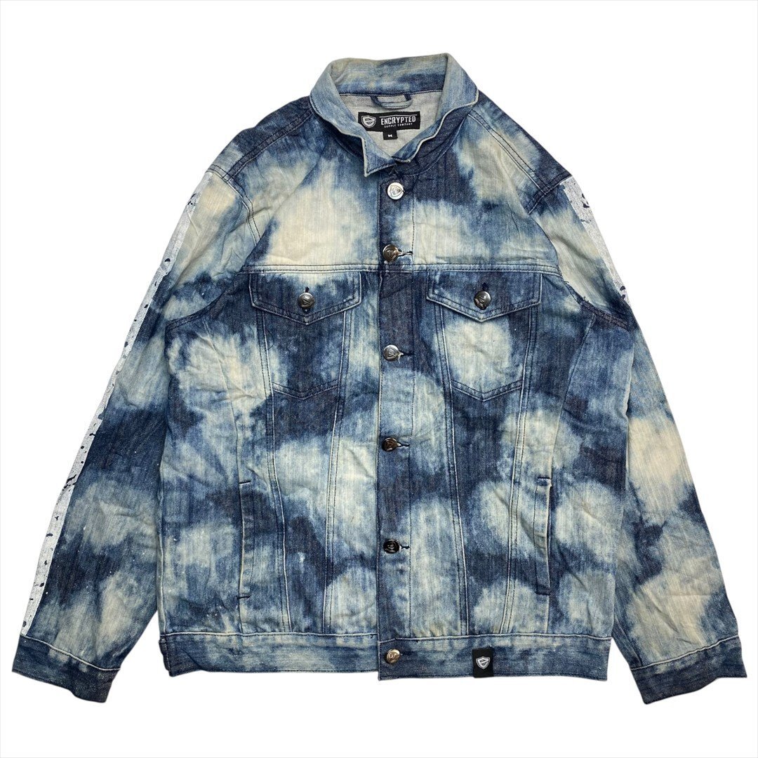 Vintage Encrypted エンクリプテッド アシッド ウォッシュ デニム ジャケット メンズ M ブルー 古着 クラウドカモ ケミカル ヴィンテージ拍卖