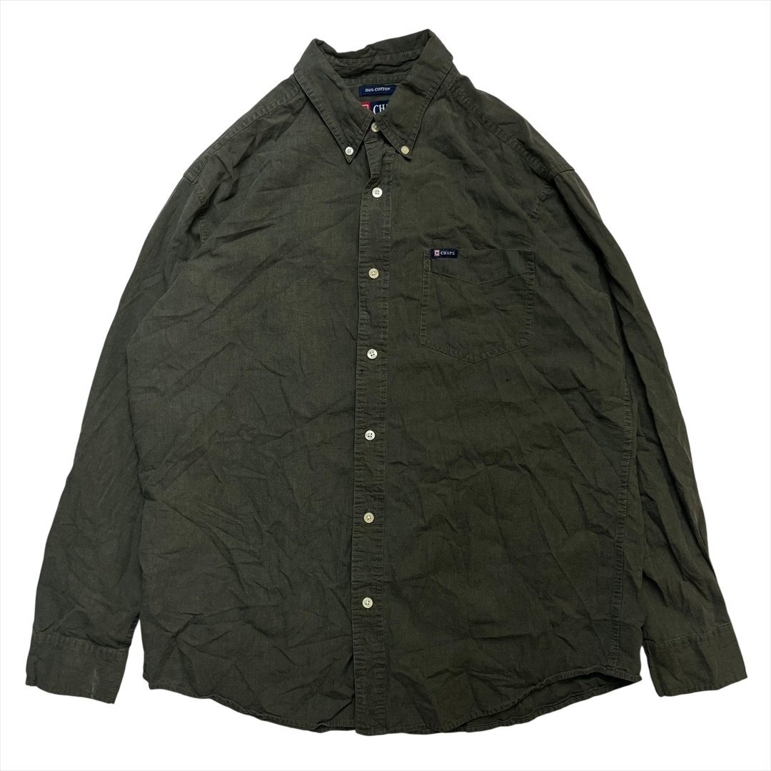 Vintage CHAPS Ralph Lauren チャップス ラルフローレン ボタンダウン シャツ 長袖 メンズ L グリーン 古着 BD ビンテージ ヴィンテージ拍卖