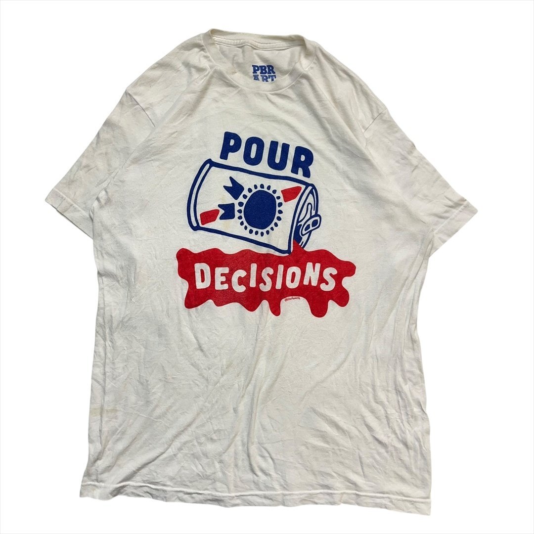 Vintage PBR ART Pour Decisions ロゴ ビール プリント Tシャツ 半袖 メンズ L ホワイト 古着 アメリカン レトロ ビンテージ ヴィンテージ拍卖