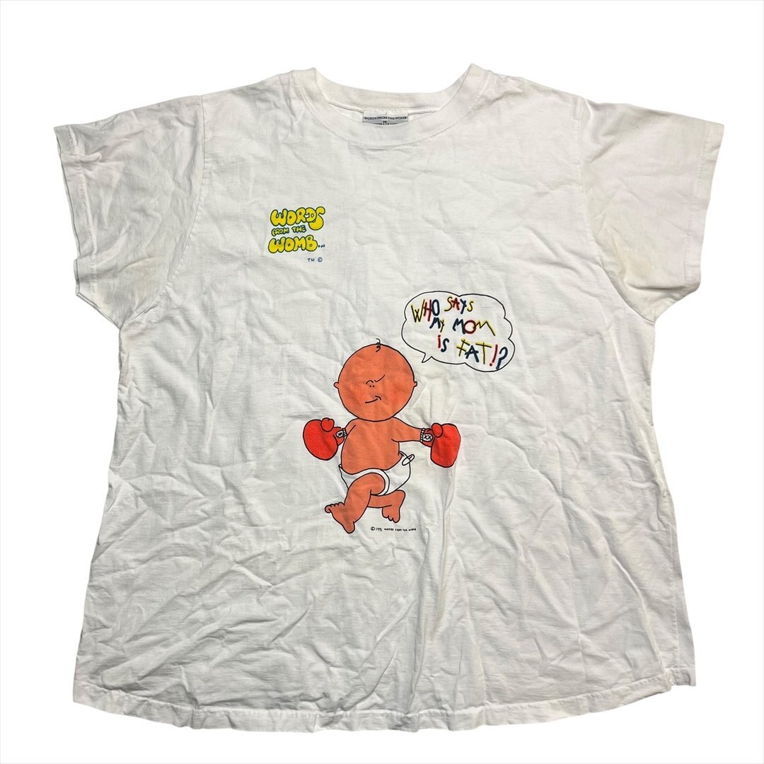 Vintage 90s words from the womb 赤ちゃん プリント Tシャツ 半袖 メンズ XXL ホワイト 古着 USA製 ビンテージ ヴィンテージ拍卖