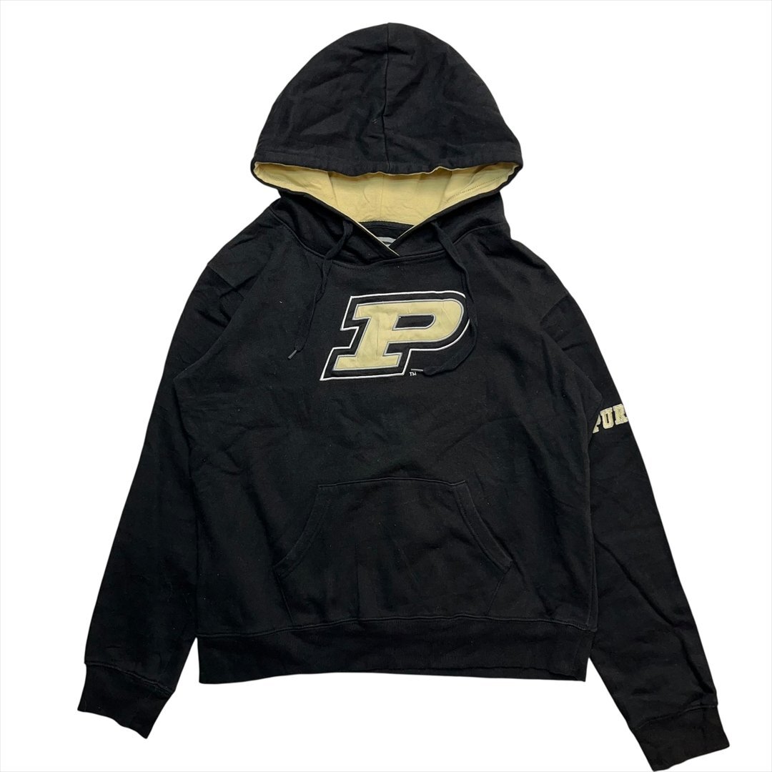 Vintage STADIUM ATHLETICS P パデュー カレッジ ロゴ スウェット パーカー メンズ L ブラック 古着 スエット ビンテージ ヴィンテージ拍卖