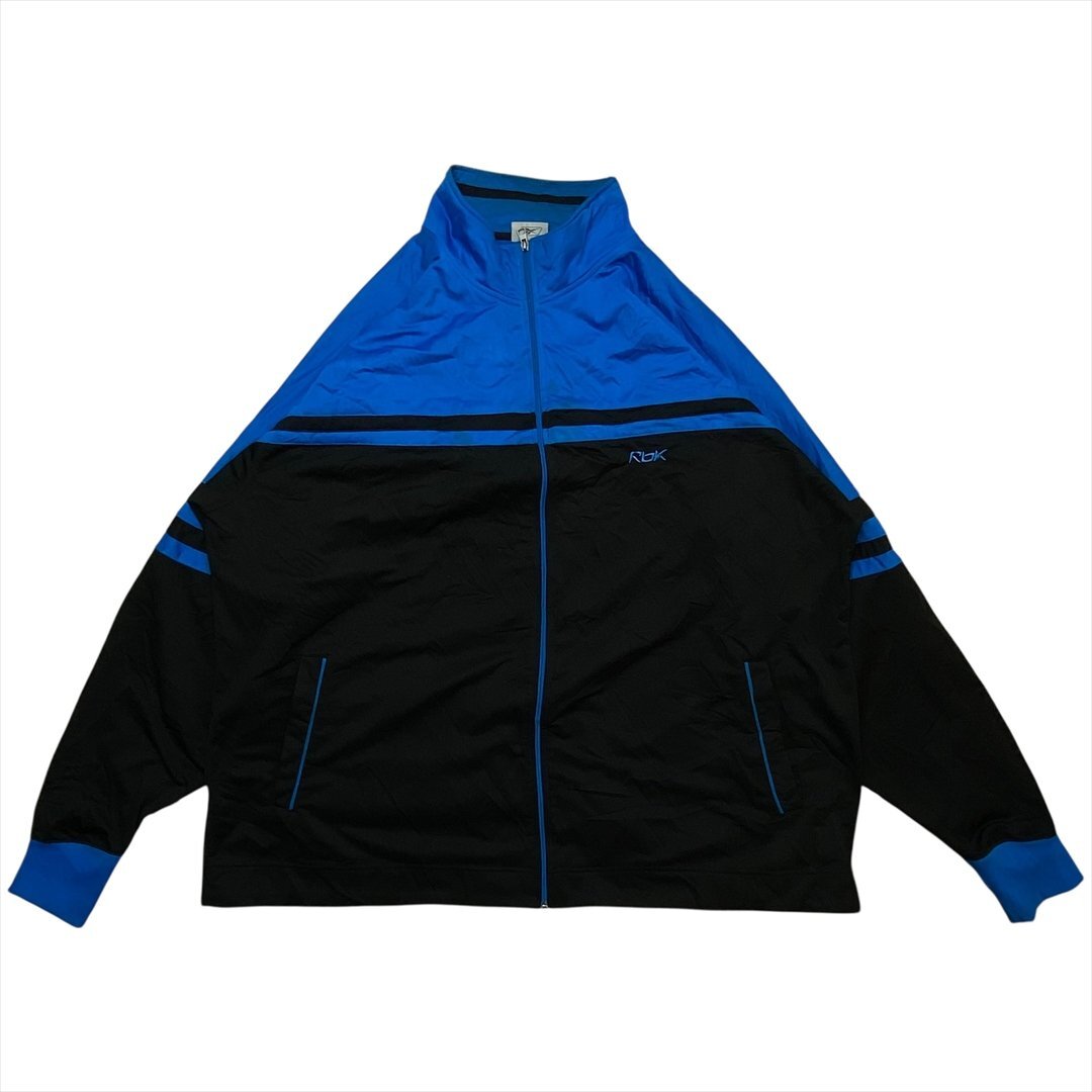 Vintage REEBOK リーボック バイカラー トラック ジャケット メンズ 4XL ブラック 古着 ビッグサイズ 裏地フリース ジャージ ヴィンテージ拍卖