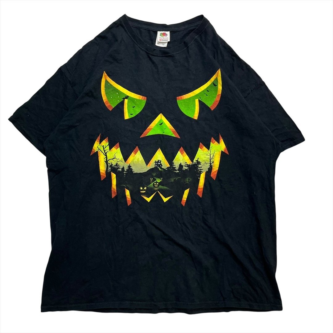 Vintage FRUIT OF THE LOOM フルーツオブザルーム ハロウィン ジャックオーランタン Tシャツ 半袖 メンズ XXL ブラック 古着 ヴィンテージ拍卖