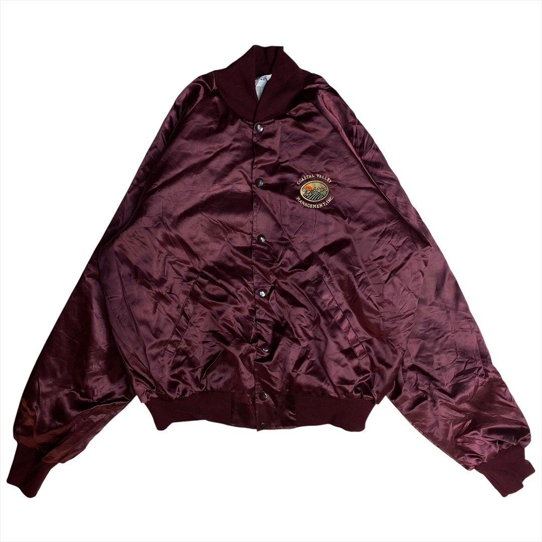 Vintage UNITED SPORT APPAREL ナイロン アワード ジャケット メンズ L ワインレッド 古着 スタジャン スタジアム ジャンパー ヴィンテージ拍卖
