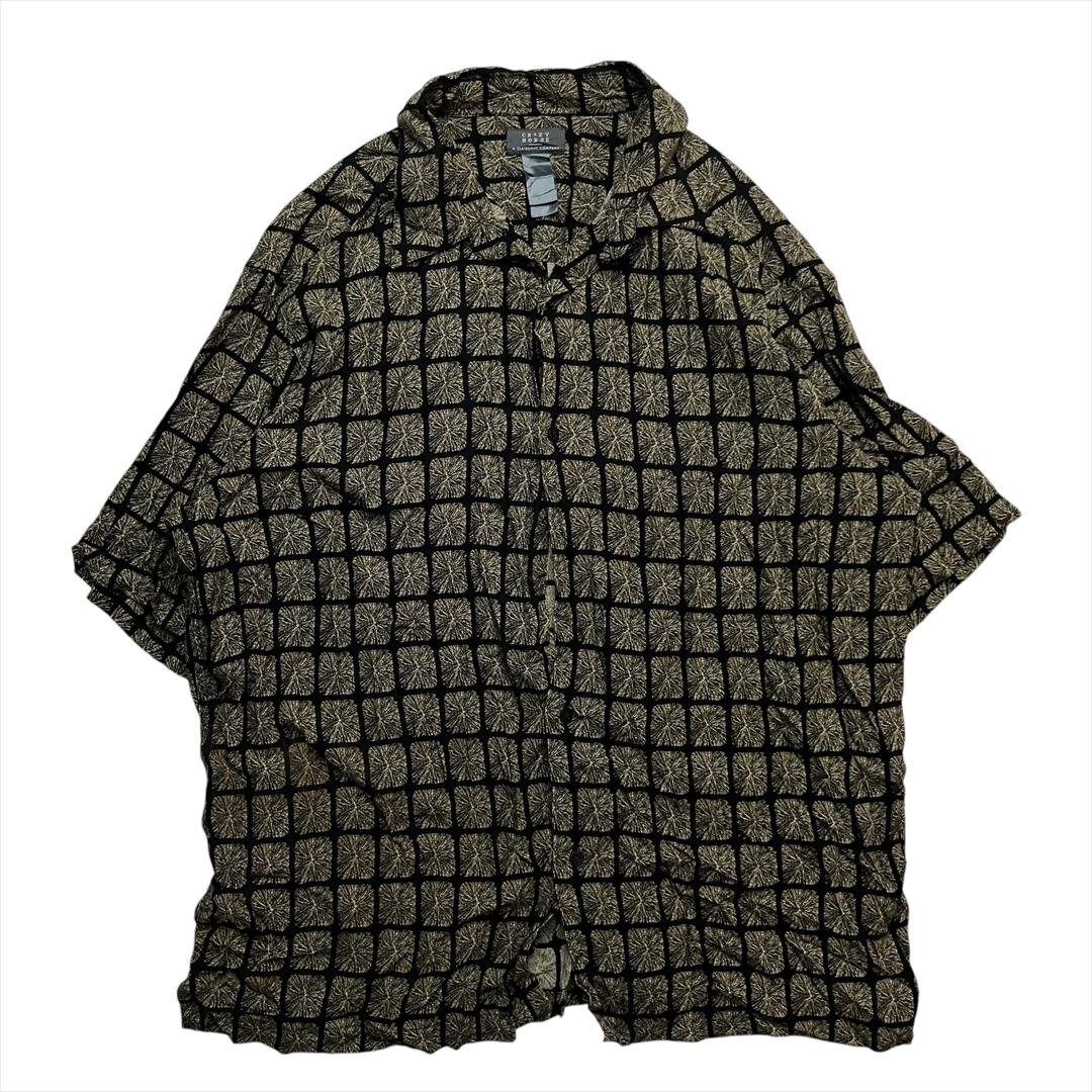 Vintage CRAZY HORSE レギュラカラー 総柄 レーヨン シャツ 半袖 メンズ XXL 柄 古着 アロハ ハワイアン かりゆし ウェア ヴィンテージ拍卖
