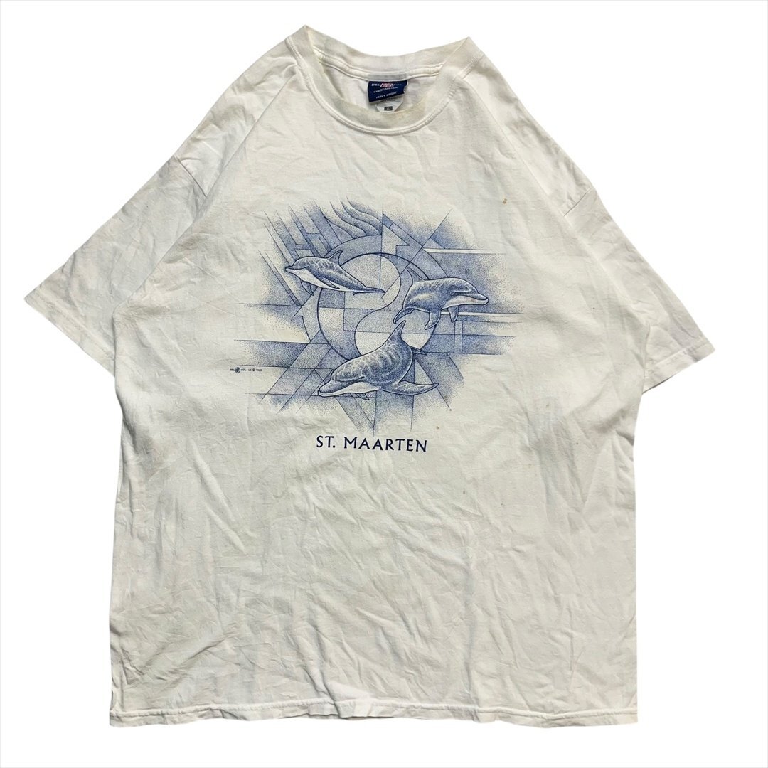 Vintage 90s-00s DEL SOL デルソル St. Maarten イルカ アート プリント Tシャツ 半袖 メンズ XL ホワイト 古着 ビンテージ ヴィンテージ拍卖