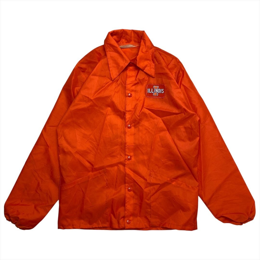 Vintage Apollo by Holloway イリノイ カレッジ ロゴ コーチ ジャケット メンズ S オレンジ 古着 USA製 ビンテージ ヴィンテージ拍卖