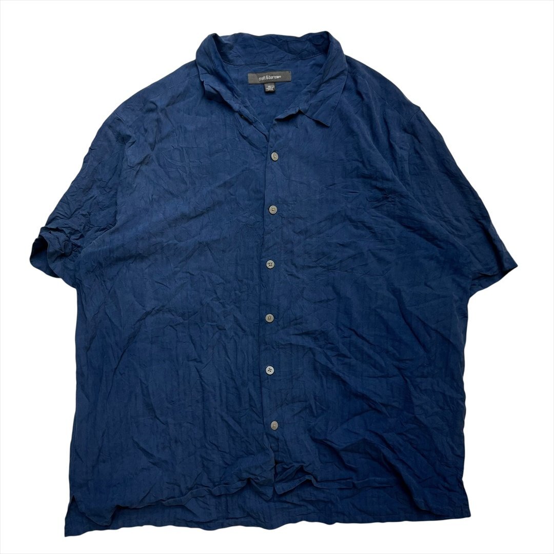 Vintage Croft & barrow シルク ハワイアン アロハ シャツ 半袖 メンズ XL ネイビー 古着 オープンカラー 開襟 かりゆし ウェア ビンテージ拍卖