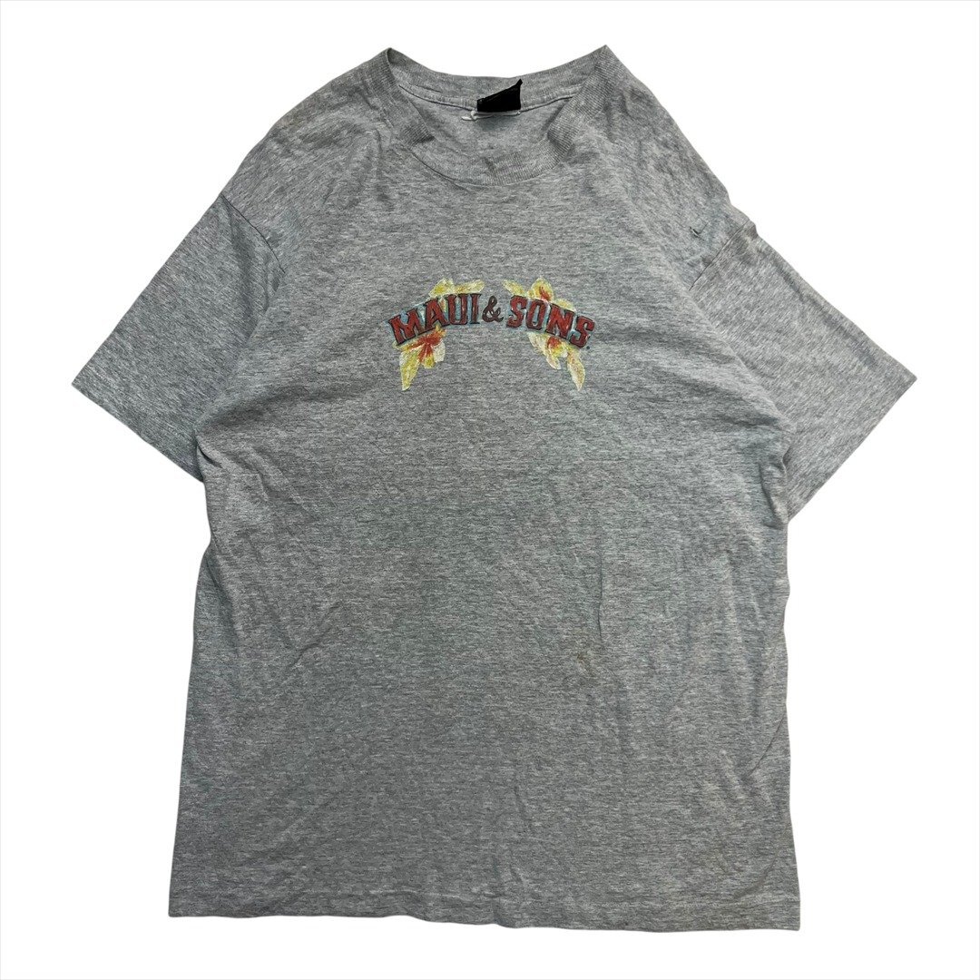 Vintage 80s-90s Maui and Sons トロピカル プリント Tシャツ 半袖 メンズ L グレー 古着 USA製 Y2K サーフ系 ストリート ヴィンテージ拍卖