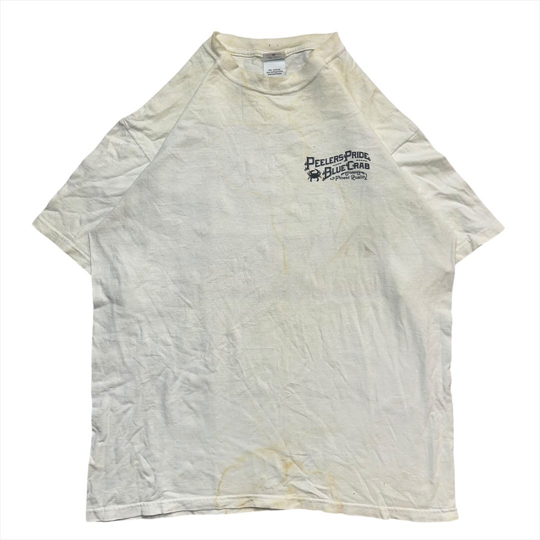 Vintage 90s-00s ANVIL PEELER'S PRIDE ブルークラブ アナポリス港 プリント Tシャツ 半袖 メンズ L ホワイト 古着 ヴィンテージ拍卖