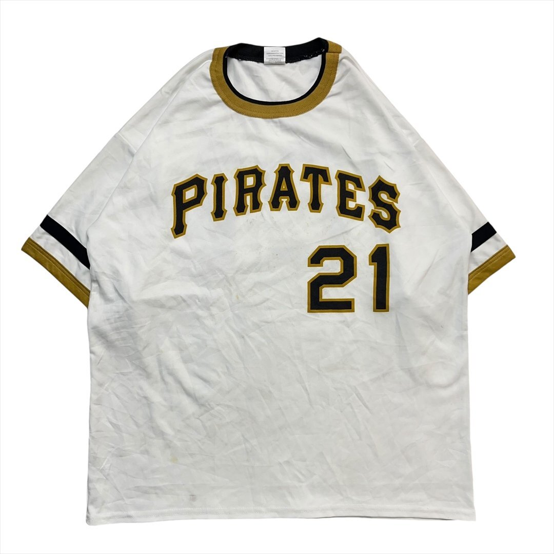 Vintage PARK ANTONY ピッツバーグ パイレーツ クレメンテ 永久欠番21 ジャージ Tシャツ 半袖 メンズ XL ホワイト 古着 ヴィンテージ拍卖