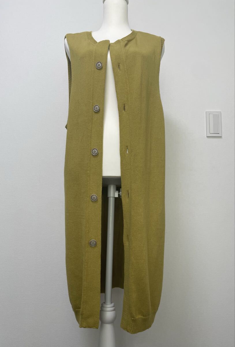 GroundY COTTON LINEN 30 2 LONG VEST WITH UNEVEN NECKLINE ノースリーブニット サイズ1拍卖