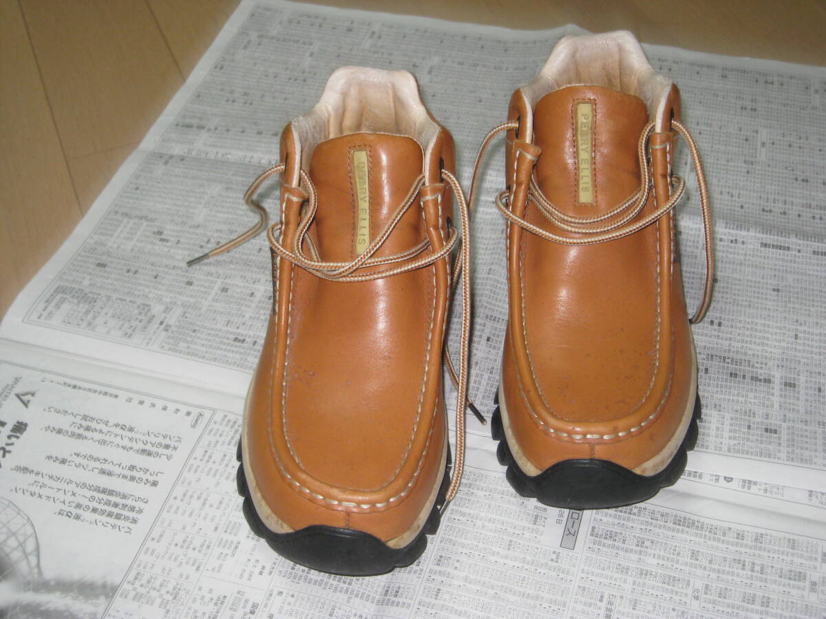 PERRY ELLIS ペリーエリス シューズ マスタード色 25.5㎝ ユーズド 状態良し拍卖