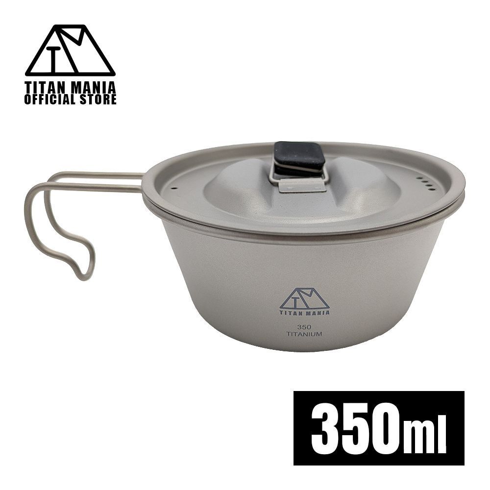 TITAN MANIA チタンマニア シェラカップ 350ml 蓋付き チタン製 ソロキャンプ クッカー コッヘル 超軽量 目盛り付き キャンプ titan2198拍卖