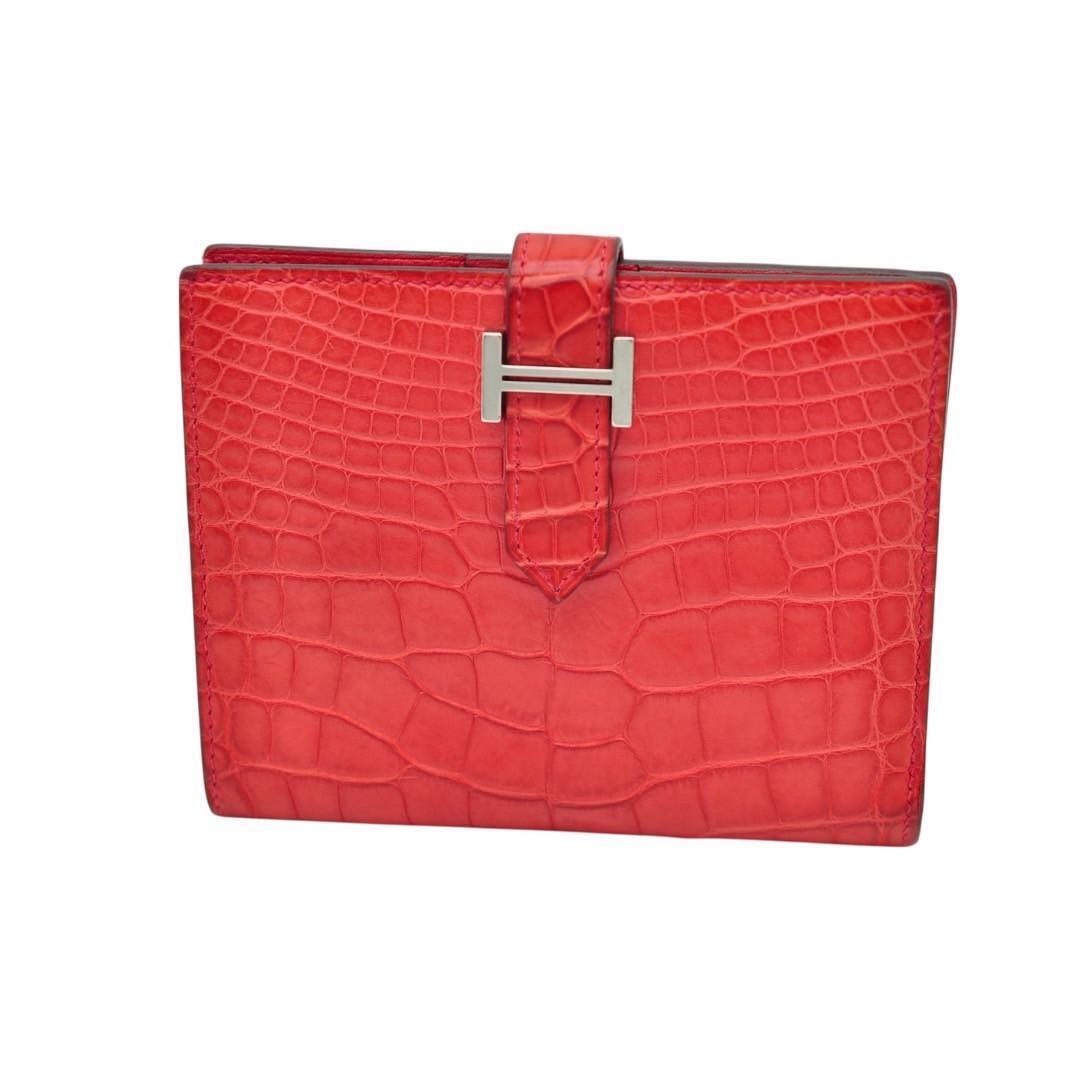 HERMES 美品 ベアン コンパクト クロコダイル アリゲーター D刻印 財布 B00010拍卖