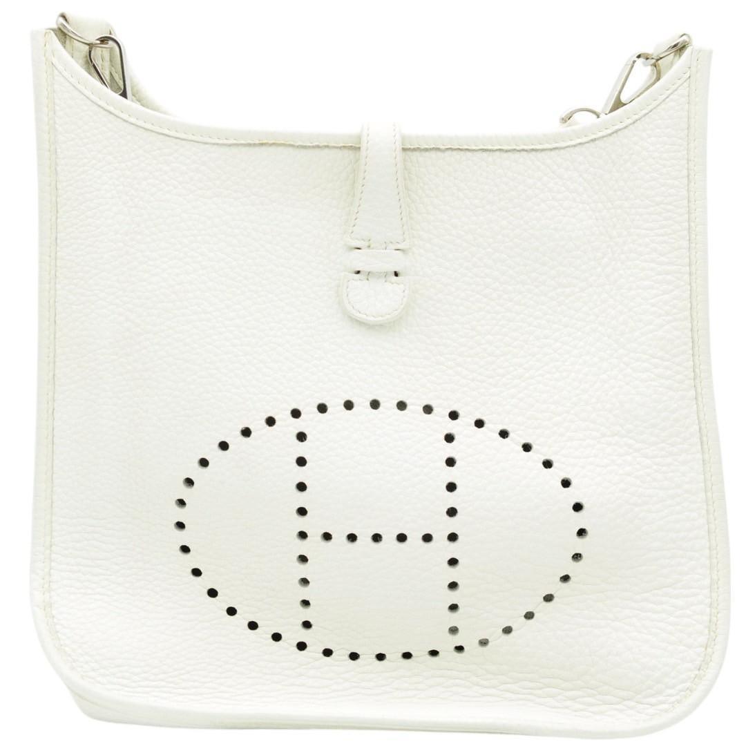 HERMES エヴリン 1 PM □I刻印 ホワイト ショルダーバッグ B00009拍卖