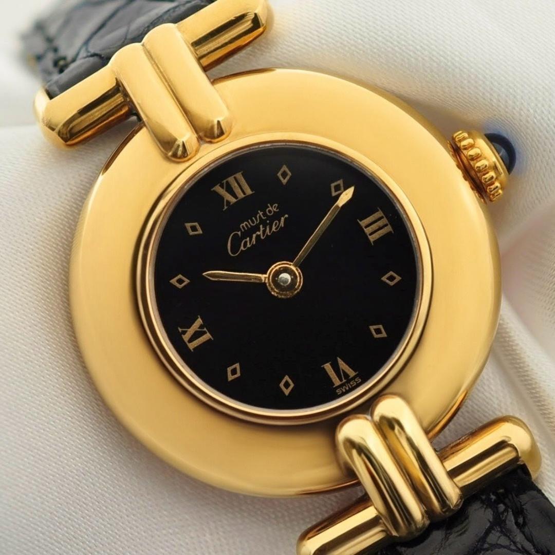 Cartier 磨き済 マストコリゼ ヴェルメイユ クオーツ ブラック文字盤 W00014拍卖