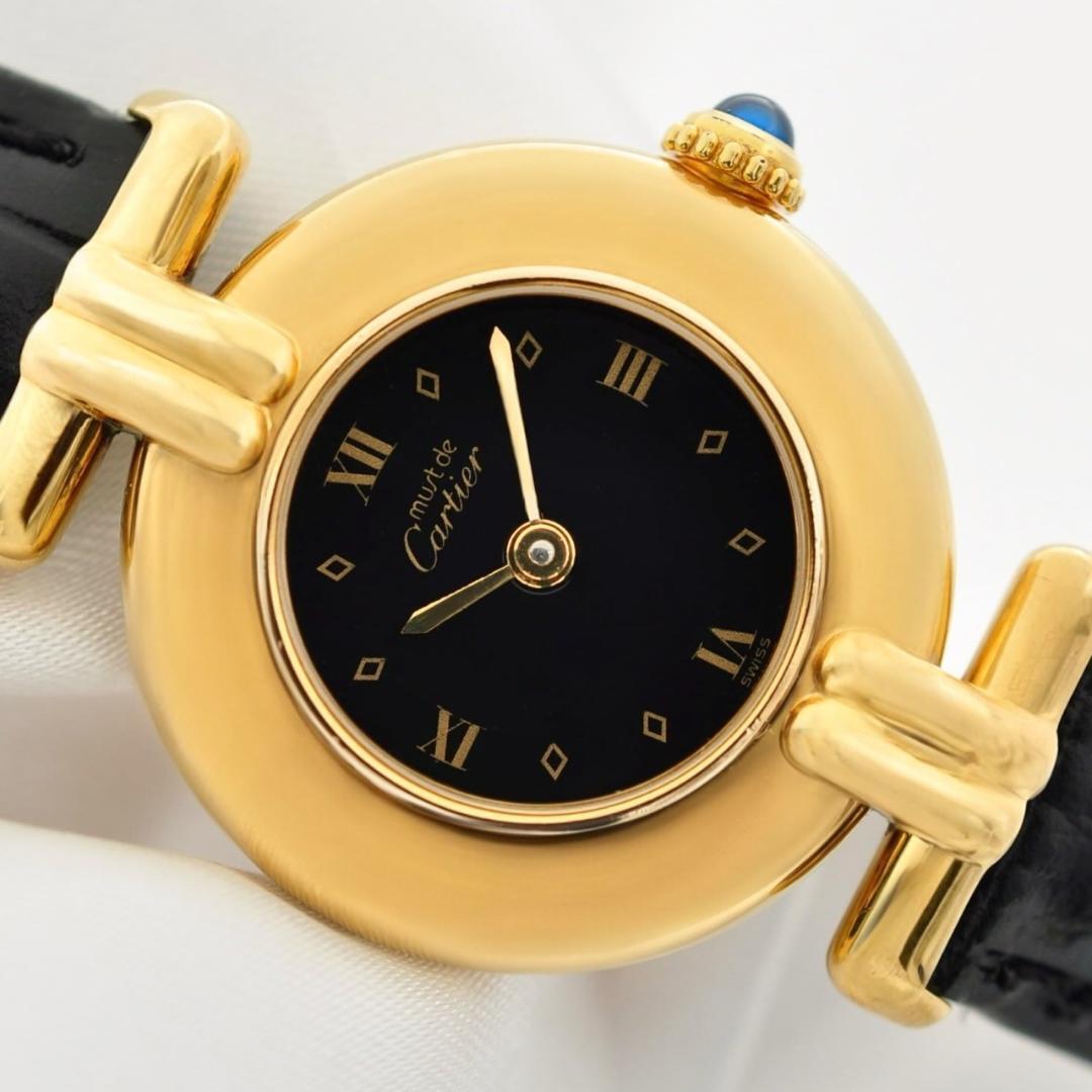 Cartier 磨き済 マストコリゼ ヴェルメイユ クオーツ ブラック文字盤 W00016拍卖