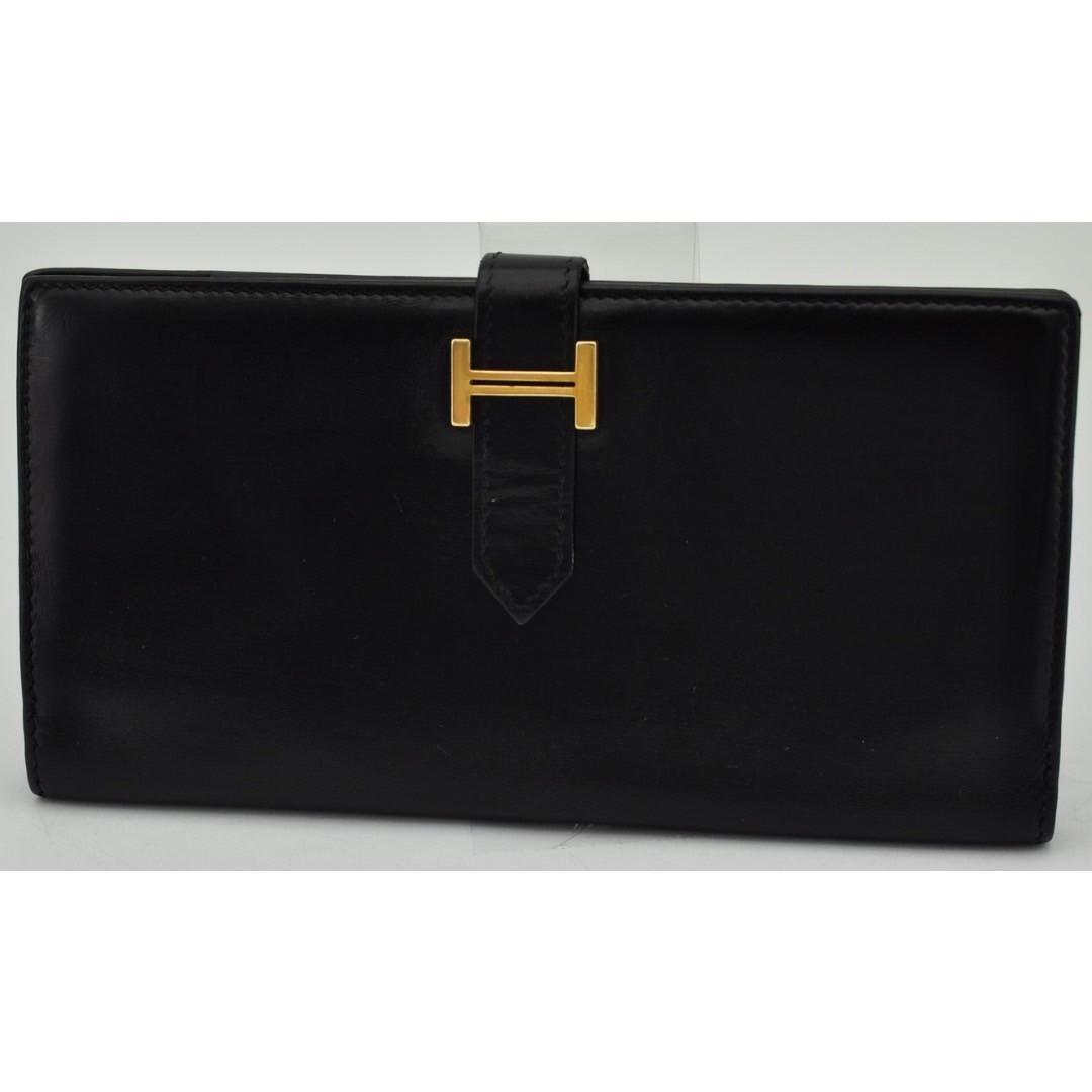HERMES エルメス ベアン ブラック 長財布 □H刻印 B00030拍卖