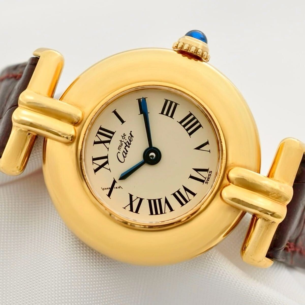 Cartier 磨き済 マストコリゼ ヴェルメイユ クォーツ アイボリー文字盤 W00011拍卖