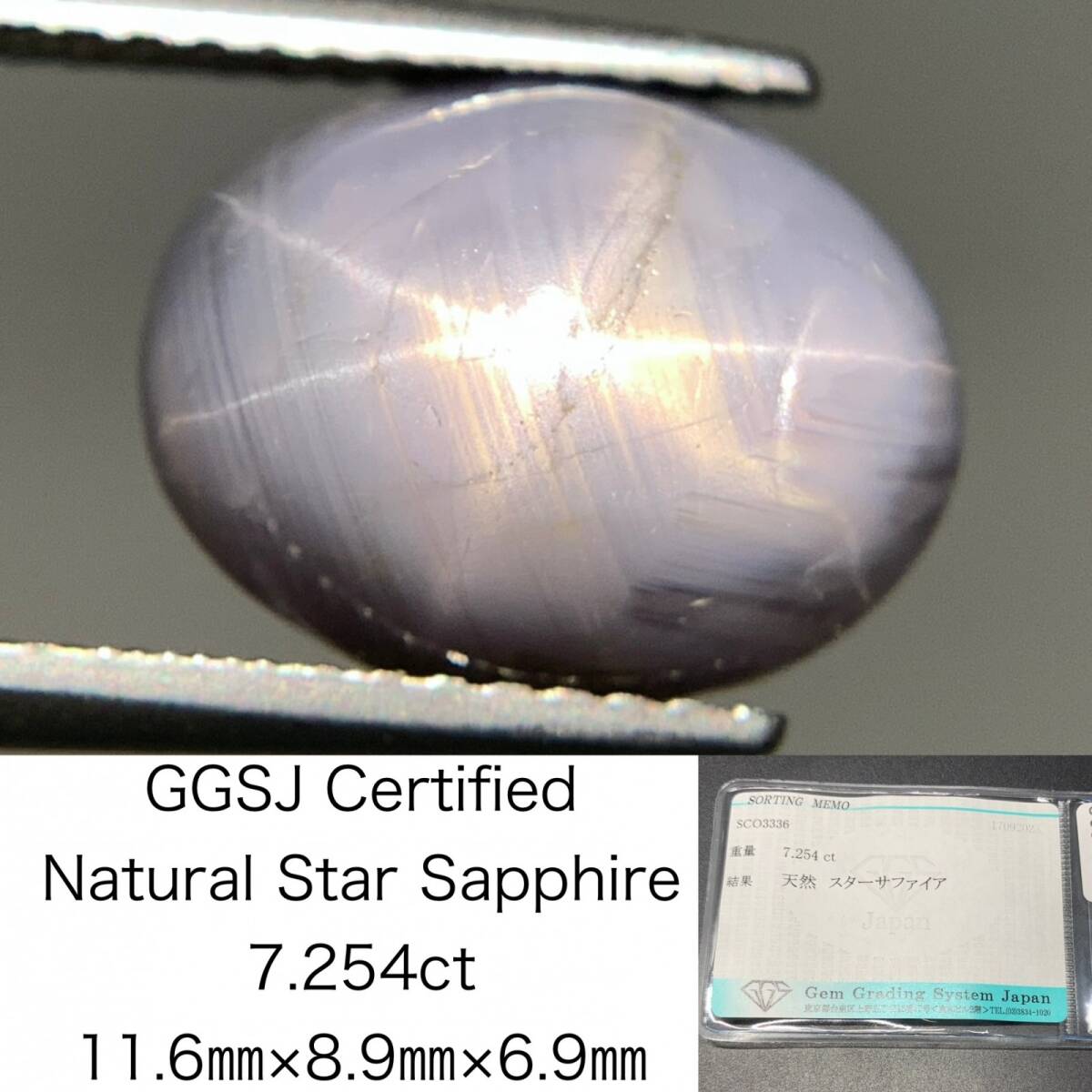 スターサファイア 天然 7.254ct 宝石ソーティング付き 11.6×8.9×6.9 ルース( 裸石 ) 6880Y拍卖