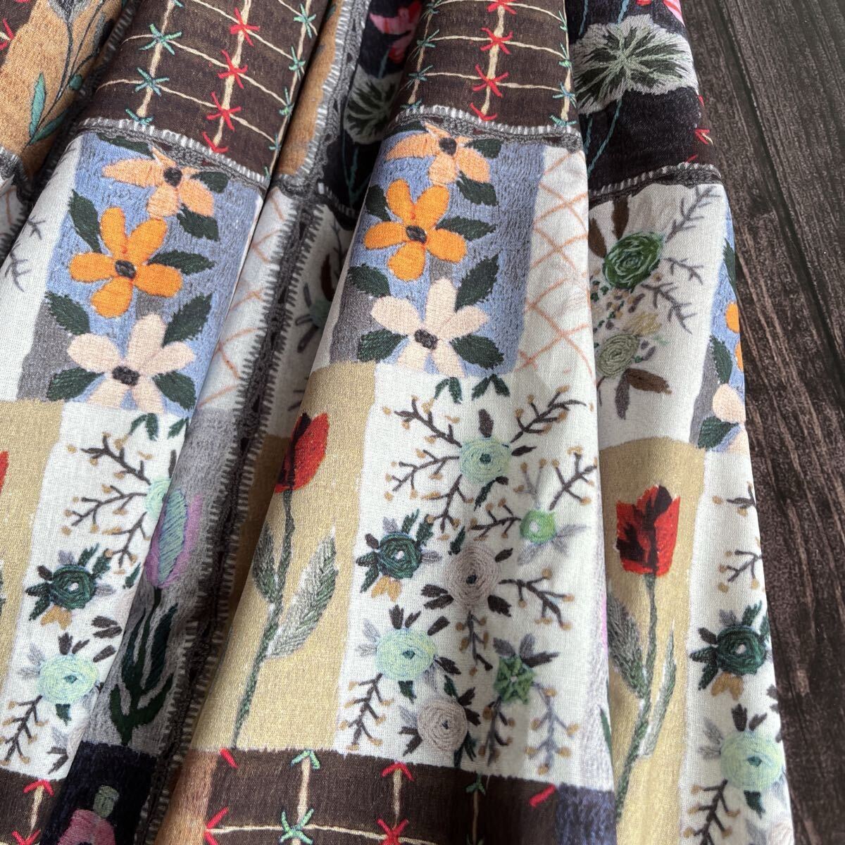 レトロナチュラル 花柄パッチワーク風 コットン生地 幅140×50cm延長可拍卖