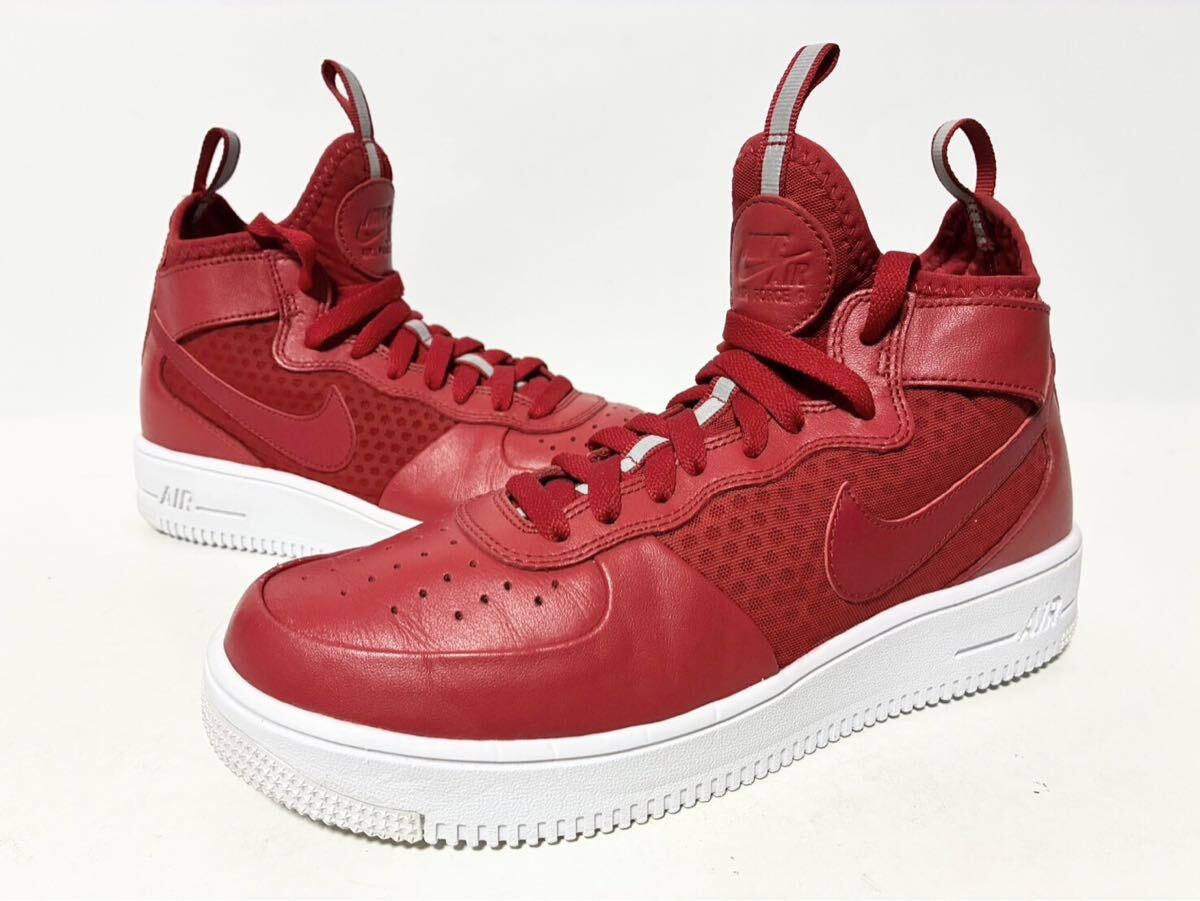 2016 美中古 NIKE AIR FORCE 1 MID ULTRA GYM RED WHITE ナイキ エア フォース ミッド ウルトラ レッド ホワイト 25.5cm US7.5 864014-600拍卖