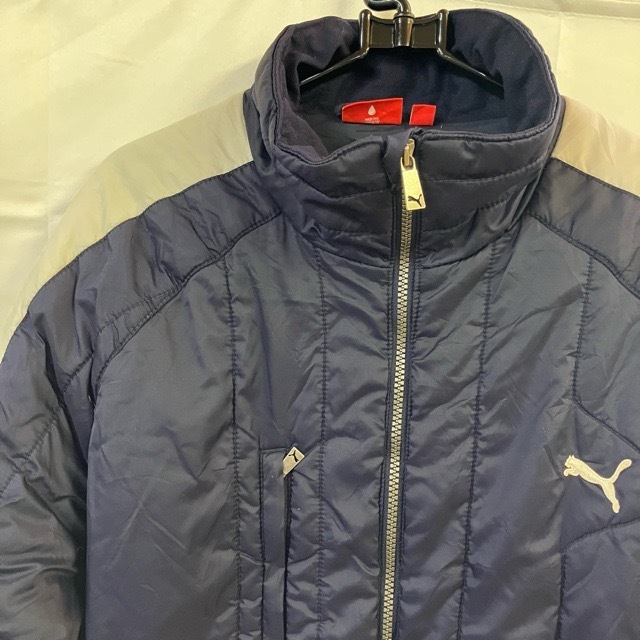 A214 プーマ M アメリカ古着 ポリエステル 長袖 中綿 ジャケット ブルゾン ネイビー PUMA メンズ拍卖