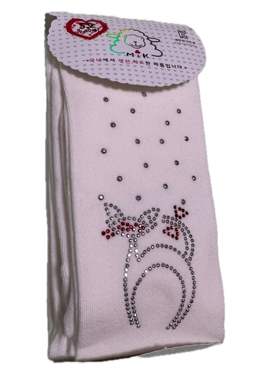 新品未使用 韓国製 キッズおしゃれタイツ 子供 可愛い キュート エレガント 美脚 秋冬 8歳〜9歳用 ねこ拍卖