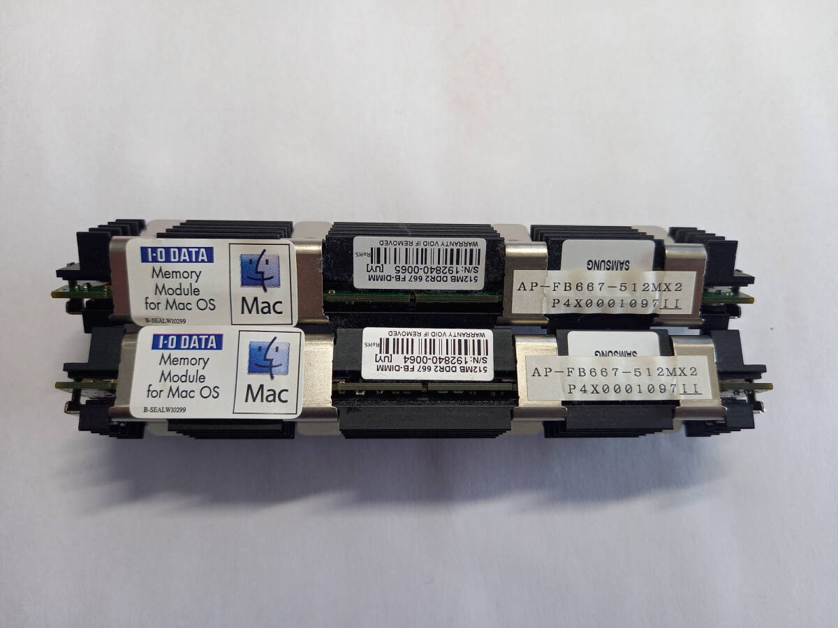 ●Apple Mac Pro専用 大型ヒートシンク付メモリ IO DATE 512MB DDR2 667 FB-DIMM 2枚 拍卖