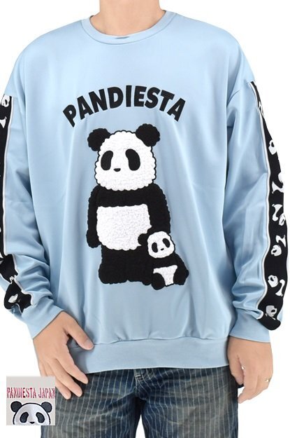 ぬいぐるみ風パンダプルオーバー◆PANDIESTA JAPAN サックス XLサイズ 595105 パンディエスタジャパン ユニセックス オーバーサイズ拍卖