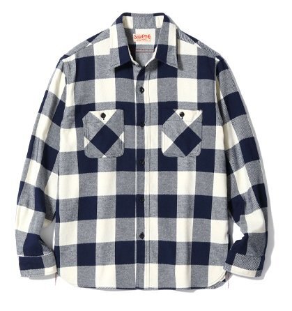 ツイルチェック長袖ワークシャツ/TWILL CHECK WORK SHIRT◆SUGER CANE ネイビー XLサイズ SC29557 シュガーケーン 日本製 東洋拍卖