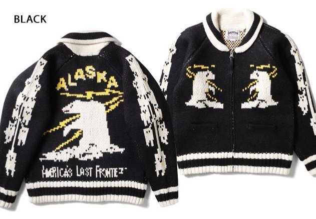 カウチンニットセーター「BEAR」◆HOUSTON ブラック XLサイズ 22317 ヒューストン クマ 熊 防寒拍卖