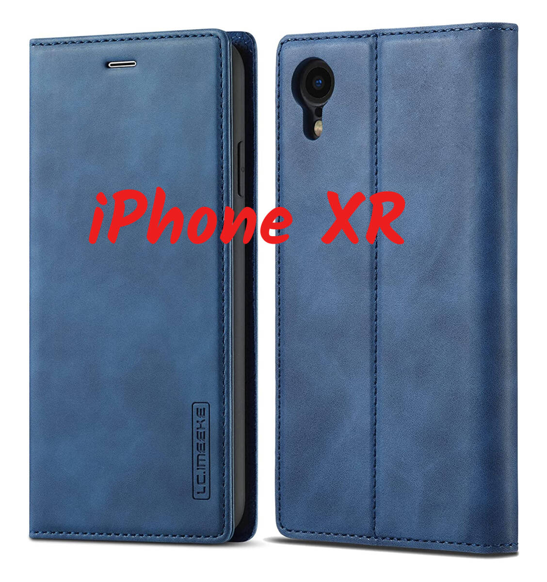 iPhoneXRケース 手帳型 カード収納 横向きスタンド機能 高級PU合皮 便利なマグネット式 耐衝撃 人気 ブルー ay493拍卖