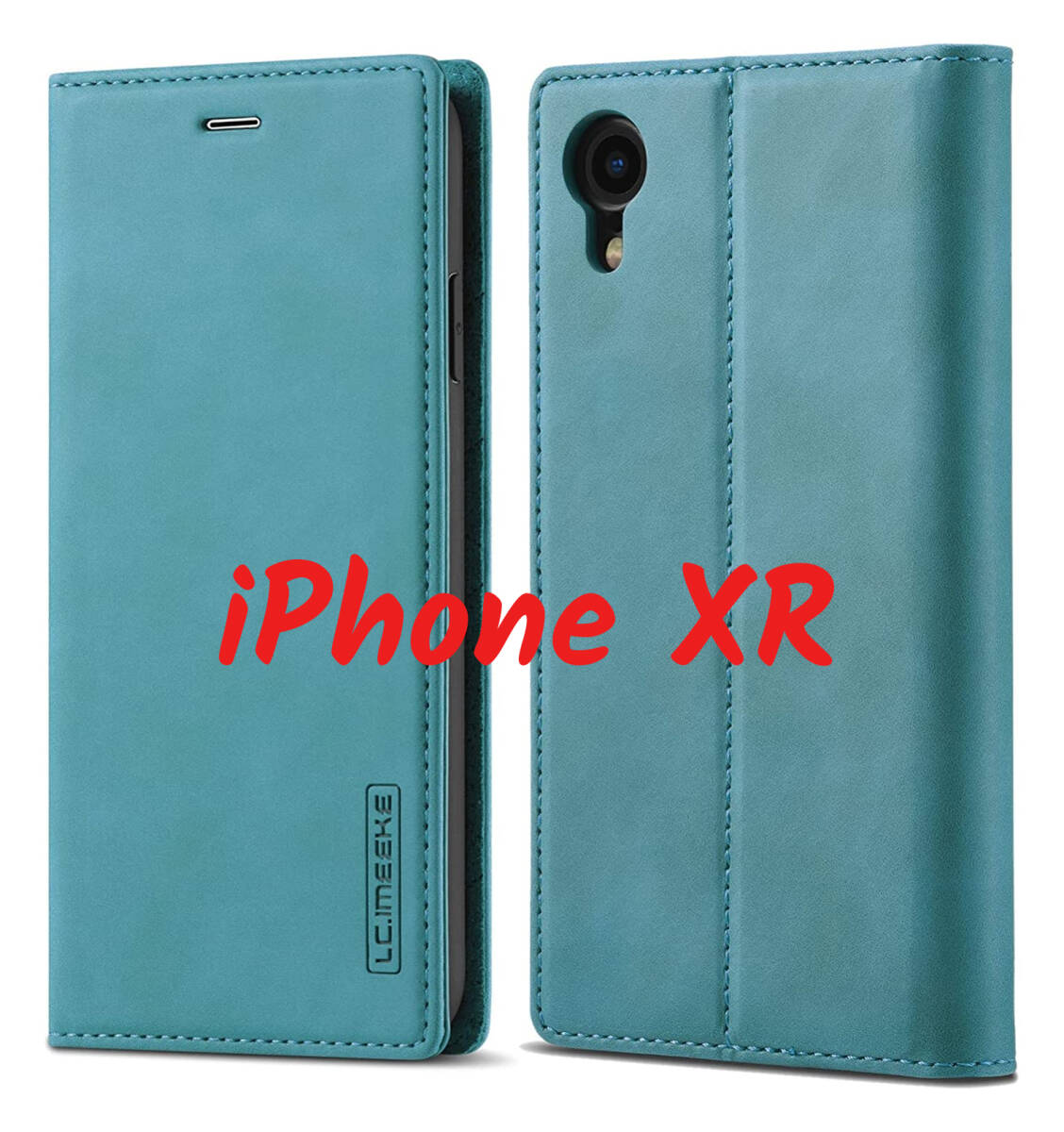 iPhoneXRケース 手帳型 カード収納 横向きスタンド機能 高級PU合皮 便利なマグネット式 耐衝撃 人気 ターコイズ ay494拍卖