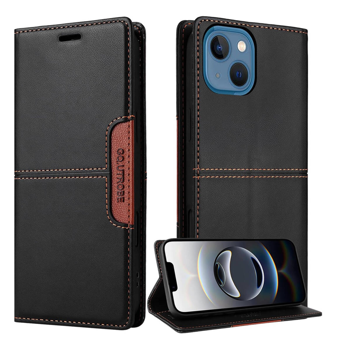 iPhone 13mini / iPhone 12 Mini ケース 手帳型 PUレザー TPU マグネット式 スタンド機能 カード収納 手触りが良い ブラック ay113拍卖